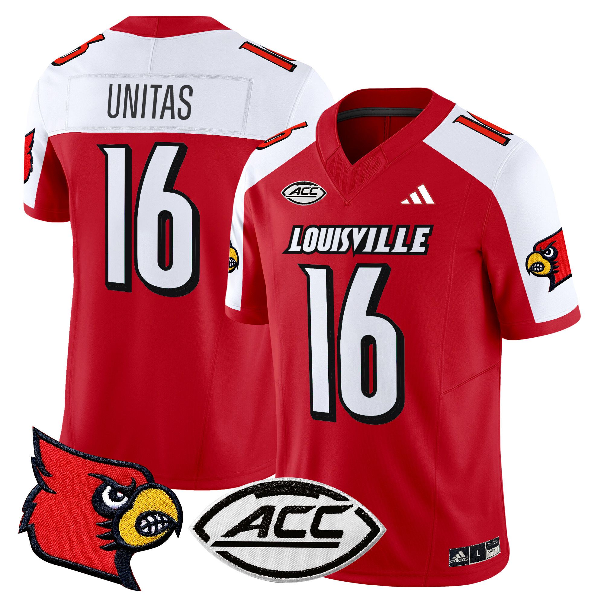Men Louisville Cardinals #16 Unitas Red 2024 Vapor Limited NCAA Jersey->mlb hats->Sports Caps